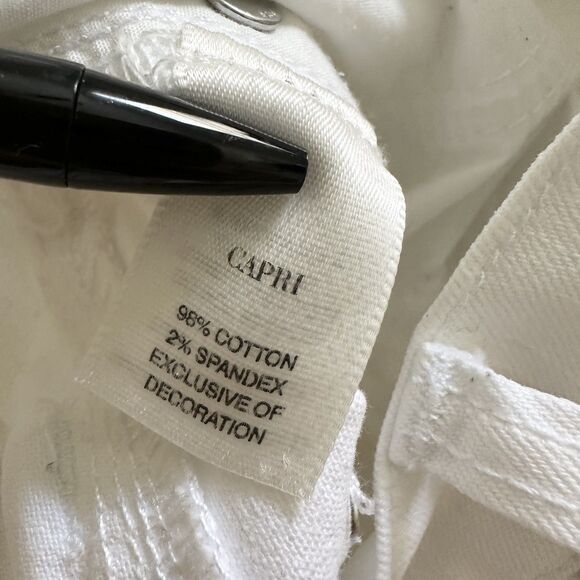 White House Black Market Capri Pants Size 4 White Cotton Spandex - Picture 14 of 14